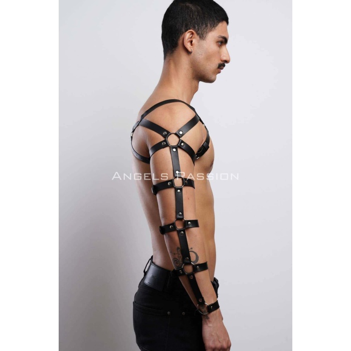 Erkek Fantazi Giyim Deri Kol Ve Göğüs Harness