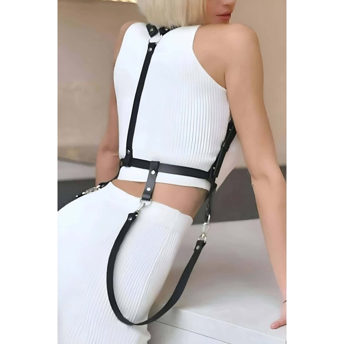 Elbise Üzeri Askılı Deri Kemer Harness