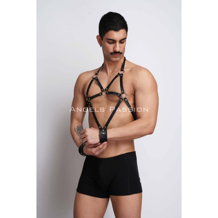 Erkek Deri Göğüs Harness Fantezi Parti Giyim
