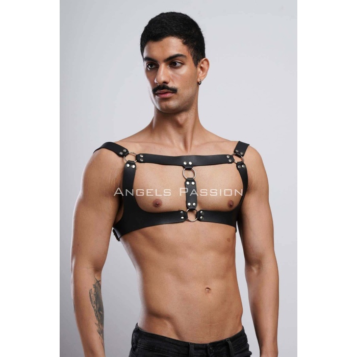 Erkek Parti Aksesuar Clubwear Deri Göğüs Harness Erkek Fantezi Giyim