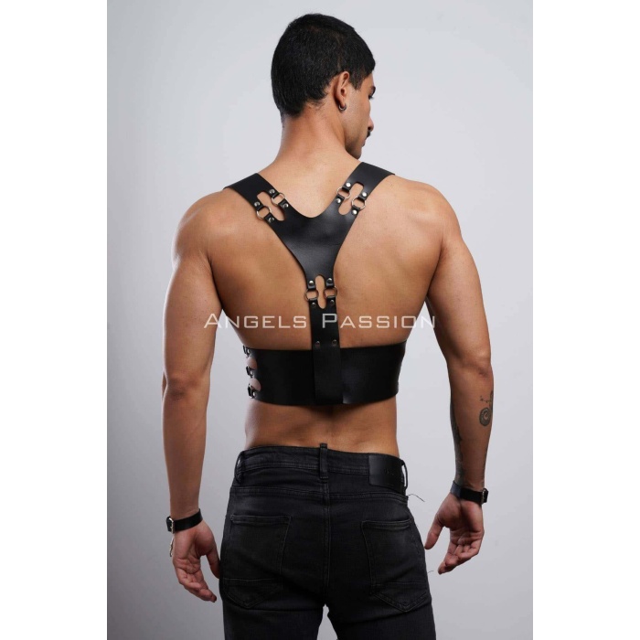 Fantezi Erkek Giyim Deri Kelepçeli Harness