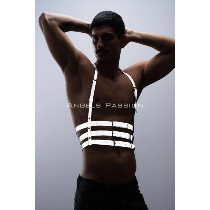 Reflektörlü Erkek Göğüs Harness Parti Aksesuar Clubwear
