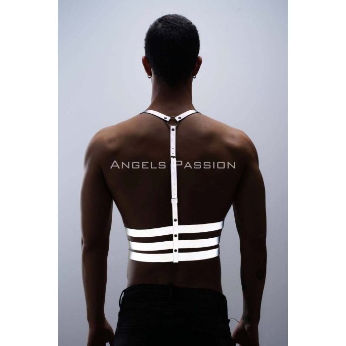 Reflektörlü Erkek Göğüs Harness Parti Aksesuar Clubwear