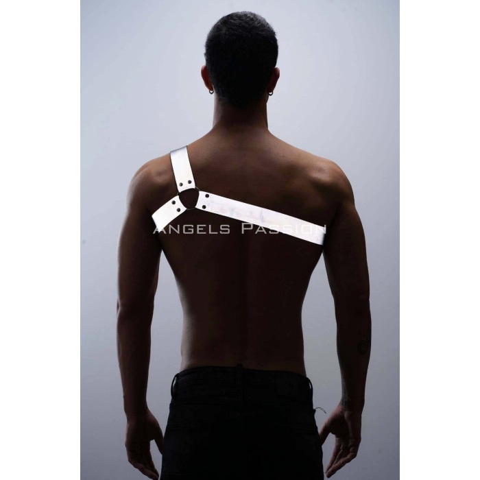 Reflektörlü Tek Omuz Erkek Göğüs Harness Clubwear