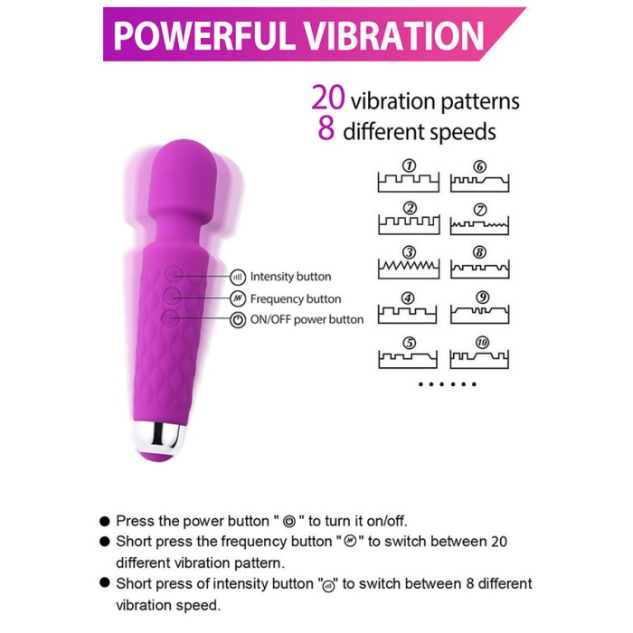 Female Wand Massager Şarjlı Vibratör Mor