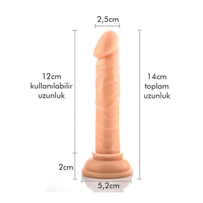 13 Cm Damarlı Vantuzlu Dildo