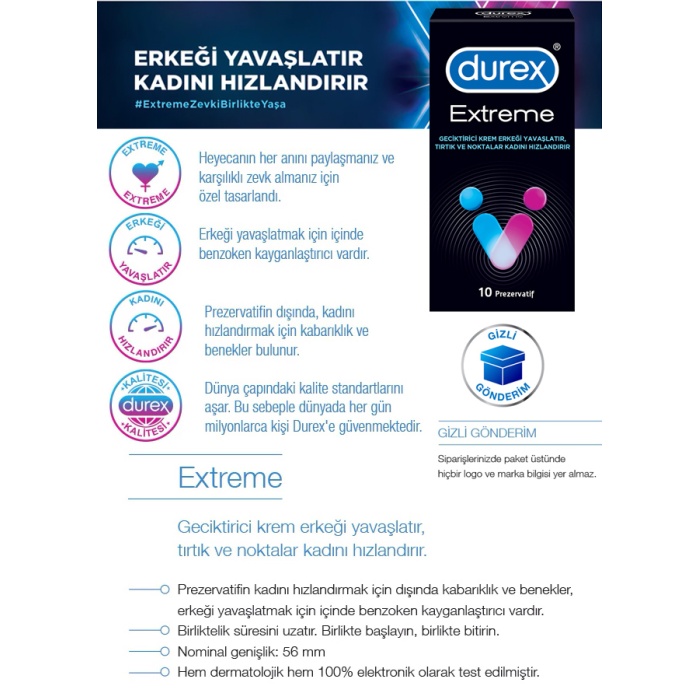 Geciktirici Etkili Durex Extreme 10Lu Prezervatif