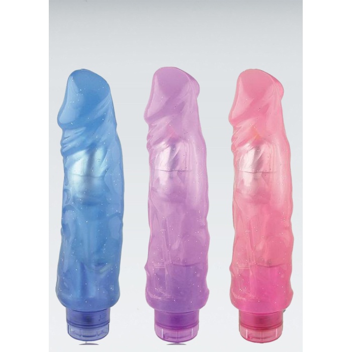 Simli Şeffaf Pembe Jel Vibratör