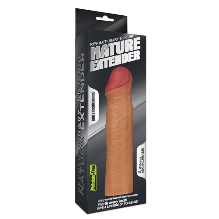 Natur 5 Cm Dolgulu Penis Kılıfı Uzatmalı Silikon Kılıf