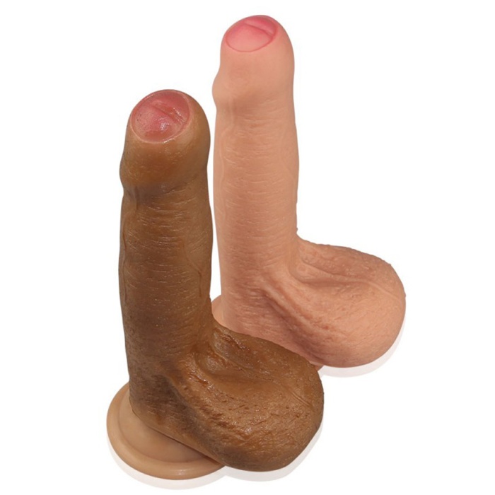 Gerçekçi Yumuşak Sünnetsiz Melez Dildo