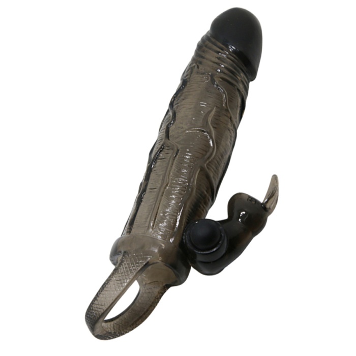 Klitoris Uyarıcılı Siyah Penis Kılıfı