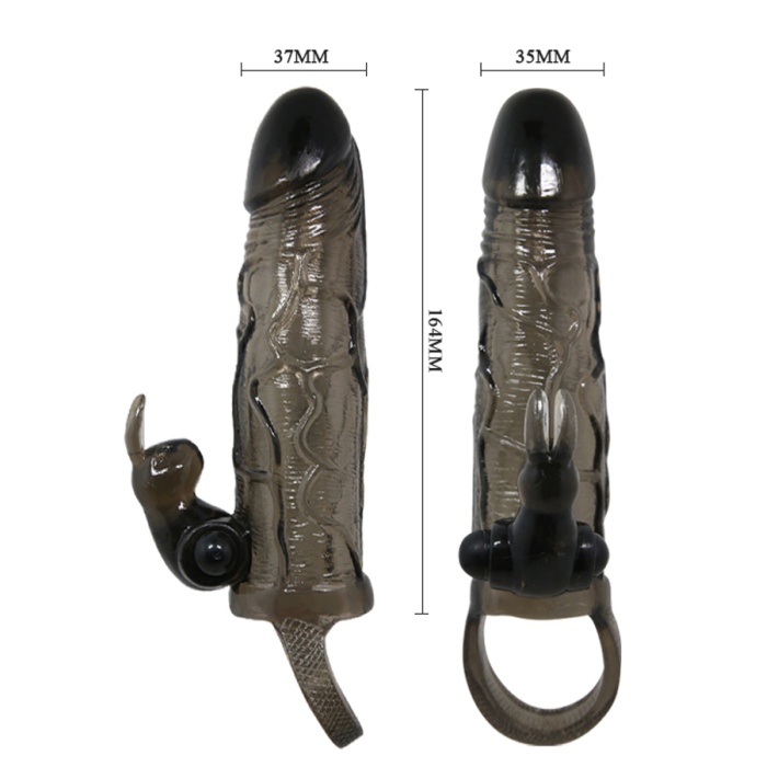 Klitoris Uyarıcılı Siyah Penis Kılıfı