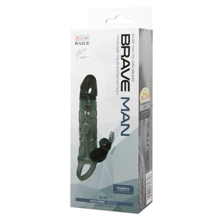 Klitoris Uyarıcılı Siyah Penis Kılıfı