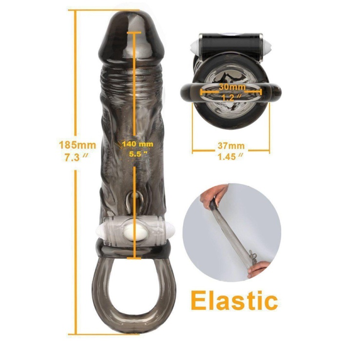 Güçlü Titreşimli 3 Cm Dolgulu Penis Kılıfı Zenci