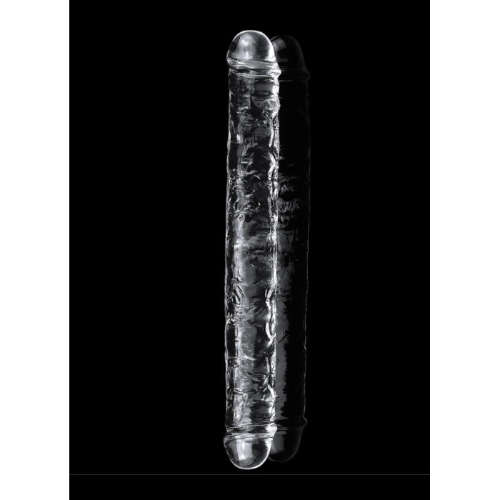 Çift Taraflı Et Dokusunda Slikon Jel Şeffaf Dildo