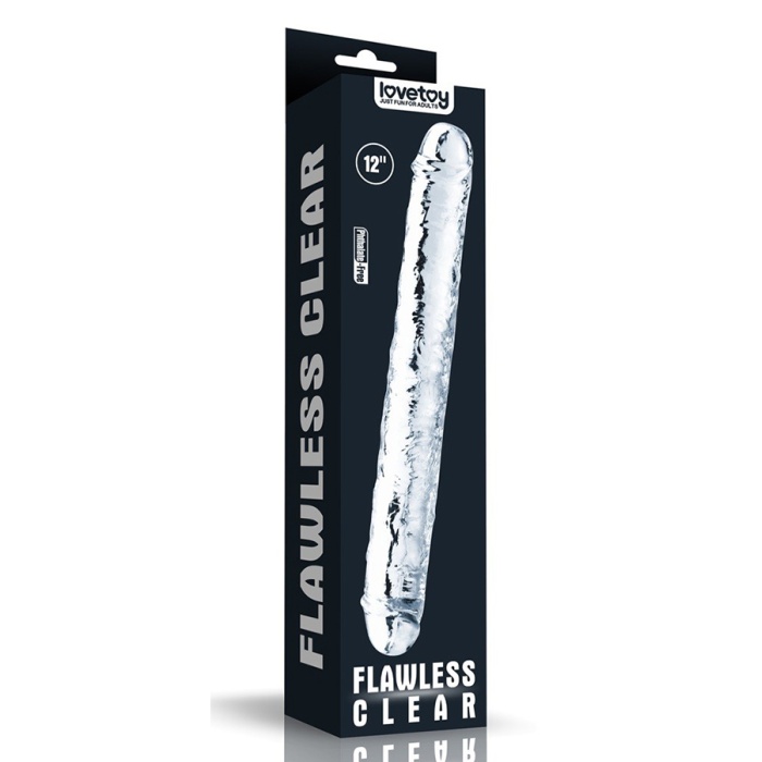 Çift Taraflı Et Dokusunda Slikon Jel Şeffaf Dildo