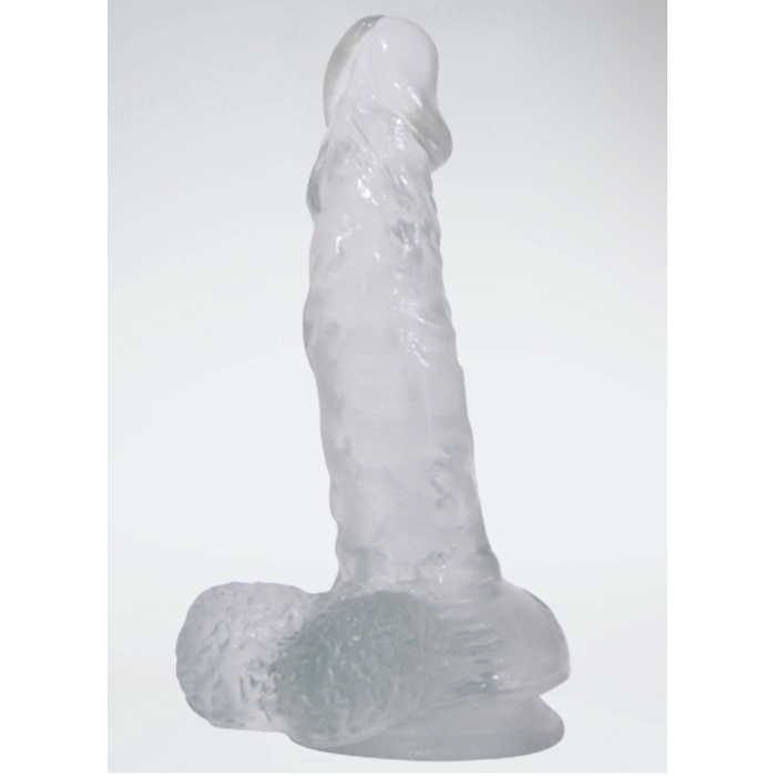 Şeffaf 17.6 Cm Jel Formlu Damarlı Ve Vakumlu Realistik Penis