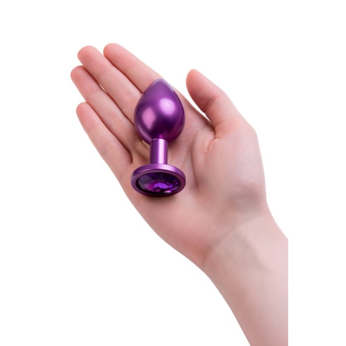 Metal Anal Plug Mor Kristalli 7.2 Cm