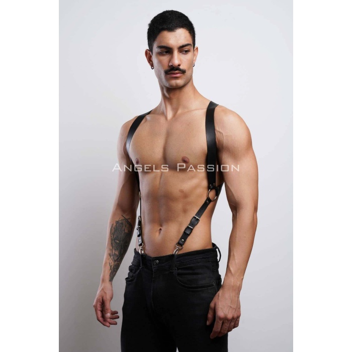 Erkek Göğüs Harness Deri Pantolon Kemer