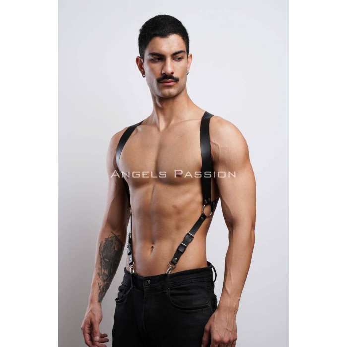Erkek Göğüs Harness Deri Pantolon Kemer