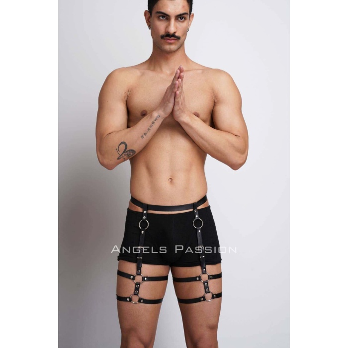 Deri Erkek Bacak Harness Erkek Kot Üzeri Aksesuar