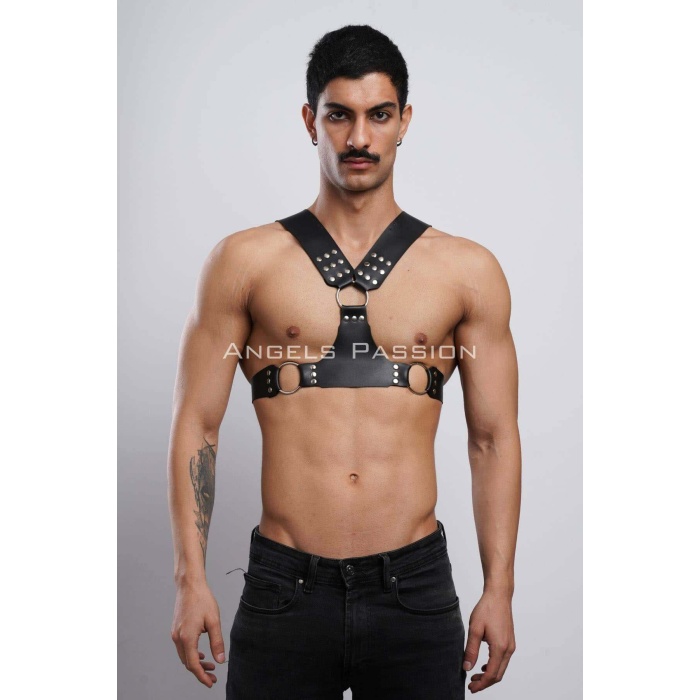 Erkek Göğüs Deri Harness Clubwear Partyear
