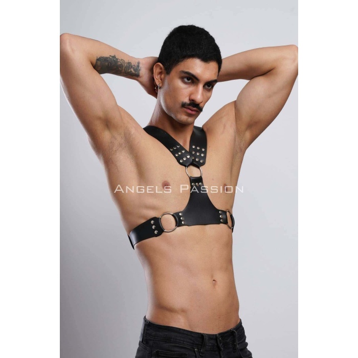 Erkek Göğüs Deri Harness Clubwear Partyear