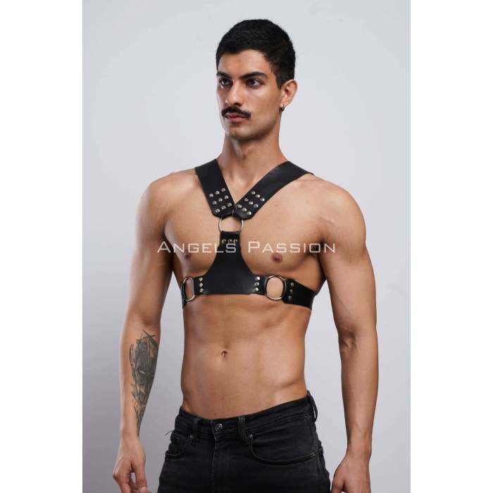 Erkek Göğüs Deri Harness Clubwear Partyear