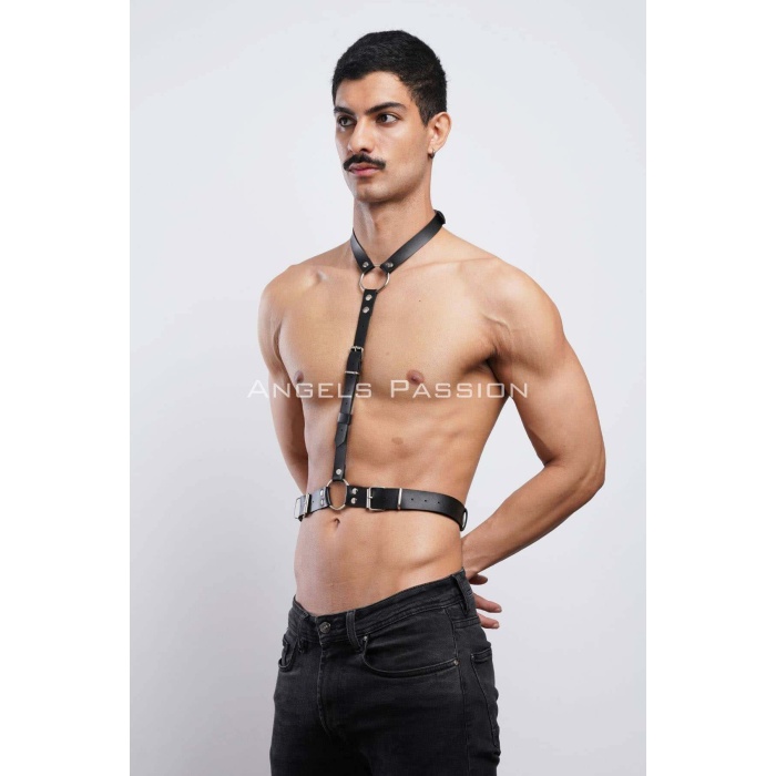 Deri Boyundan Askılı Harness Clubwear Leather Partywear