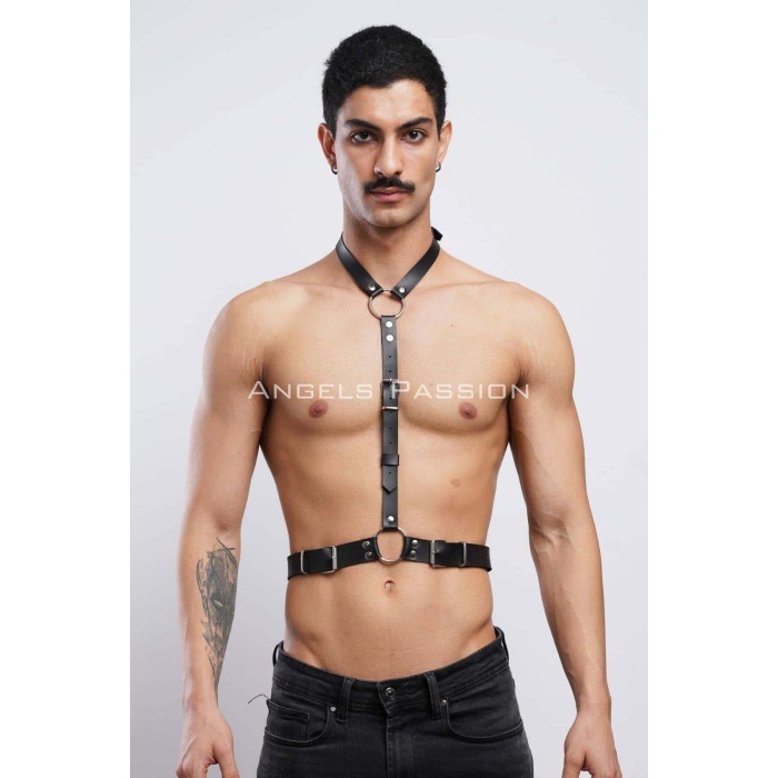 Deri Boyundan Askılı Harness Clubwear Leather Partywear