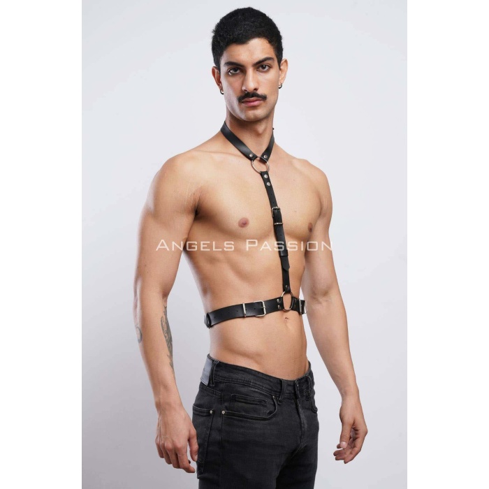 Deri Boyundan Askılı Harness Clubwear Leather Partywear