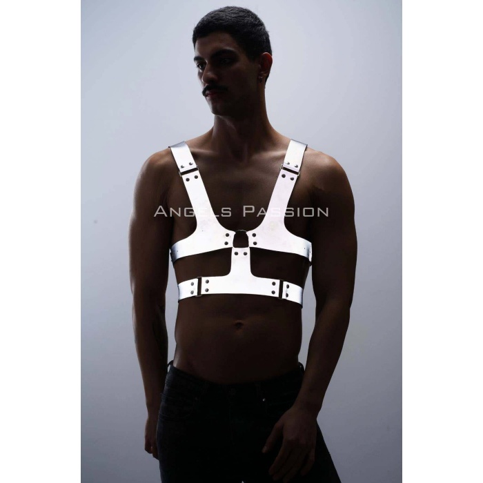 Reflektörlü Sert Göğüs Gay Harness Aksesuar