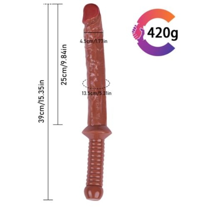 Sex Shop 39 cm Büyük Kahverengi Realistik Kılıç Dildo