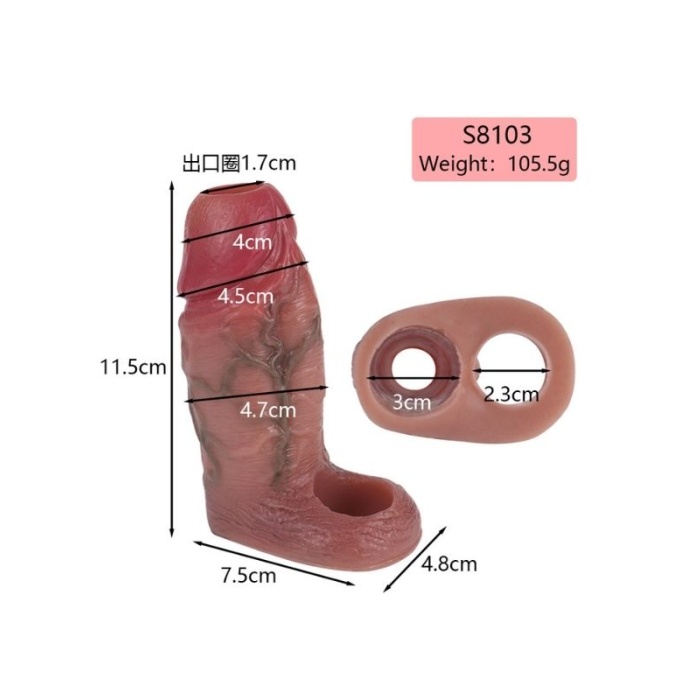 Censan Dolgulu Testis Geçmeli Ucu Açık Penis Kılıfı Model no: S8103