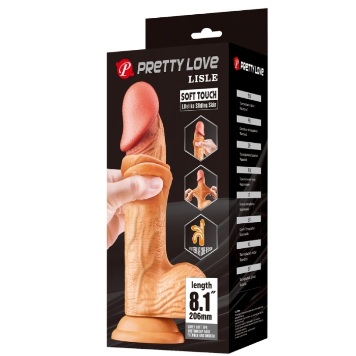 Censan Lisle 8.1 İnç Kıkırdak Yapılı Gerçek Deri Yapılı Dildo