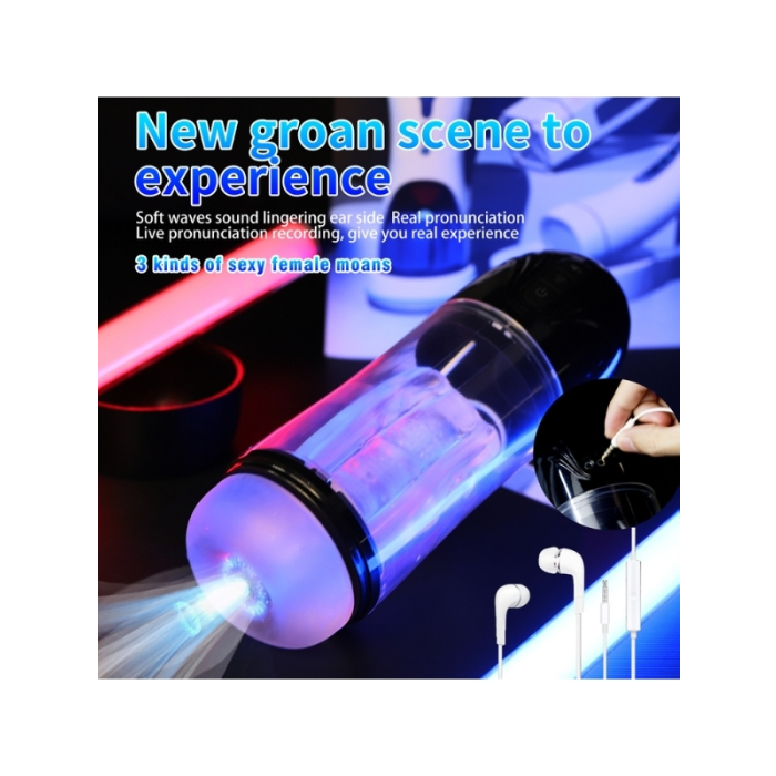 Censan İnleme Sesli ve Titreşimli Otomatik Modern Suni Vajina Mastürbatör – 7 Modlu Dönebilen, USB Şarjlı