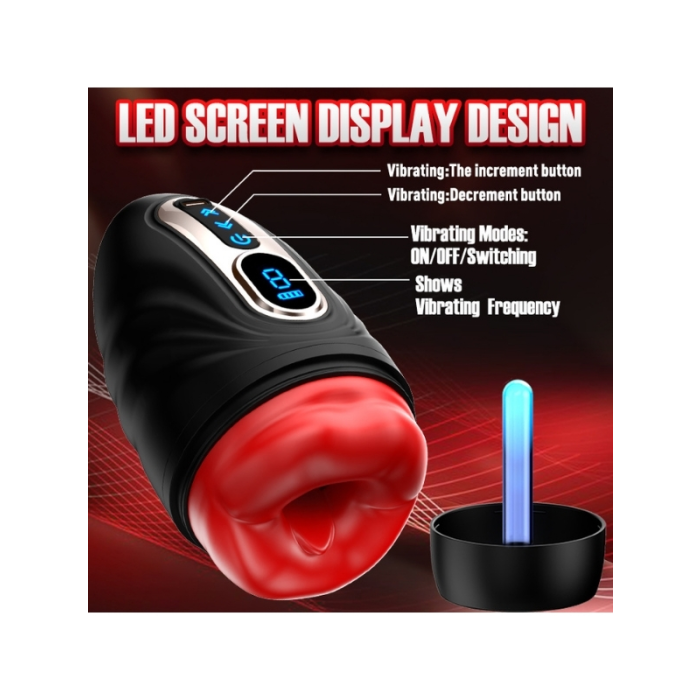 Censan Şarjlı Isıtmalı ve Titreşimli Silikon Dudak Girişli Otomatik Oral Mastürbatör