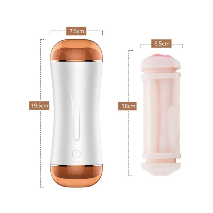 Censan Çift Taraflı Şarjlı Titreşimli Mastürbatör – Vajina & Ağız | 10 Modlu Güçlü Titreşim | Su Geçirmez