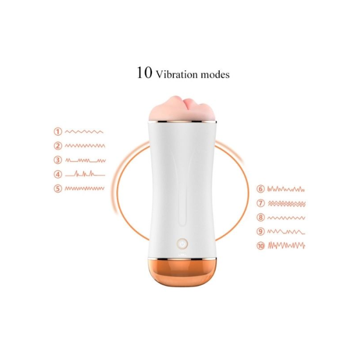 Censan Çift Taraflı Şarjlı Titreşimli Mastürbatör – Vajina & Ağız | 10 Modlu Güçlü Titreşim | Su Geçirmez