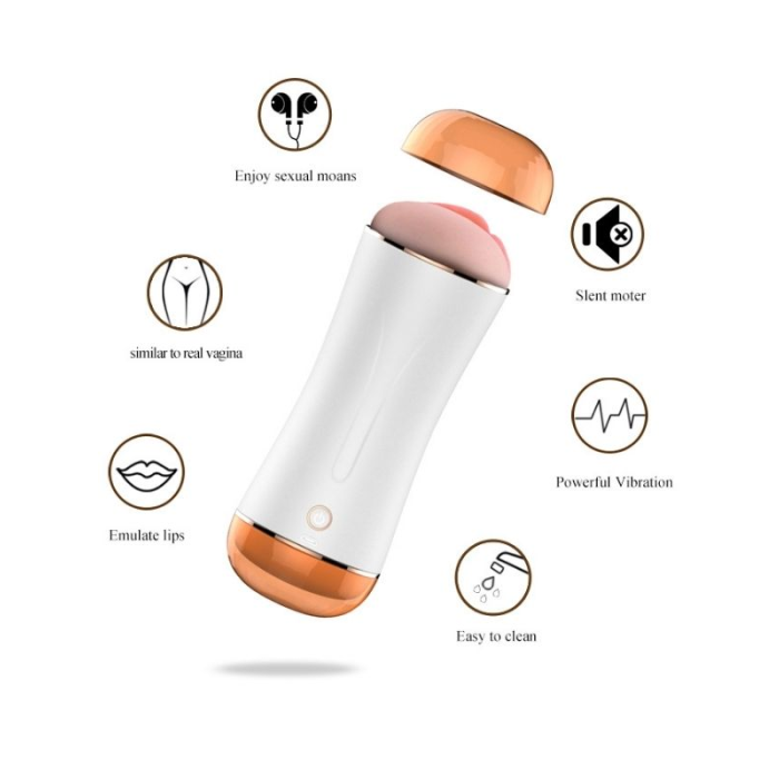 Censan Çift Taraflı Şarjlı Titreşimli Mastürbatör – Vajina & Ağız | 10 Modlu Güçlü Titreşim | Su Geçirmez