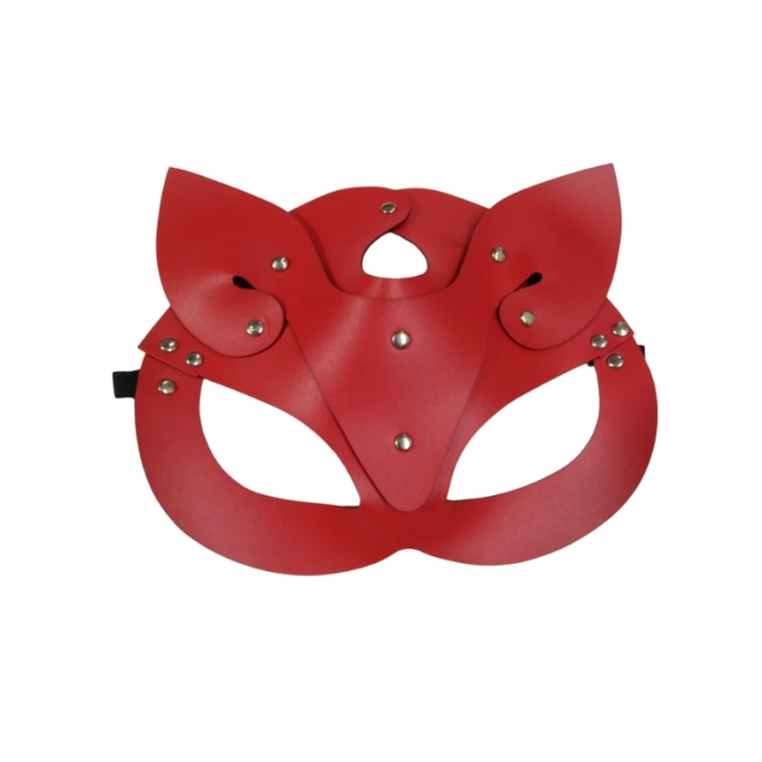 Censan Deri Kedi Kız Maskesi Kırmızı