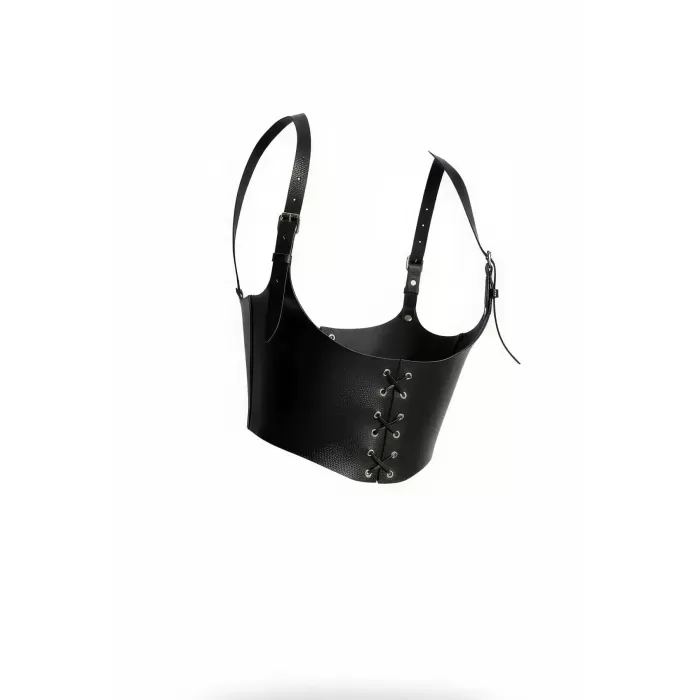 Omuzdan Askılı Deri Korse Kemer, Siyah Kadın Deri Kemer - APFT1428