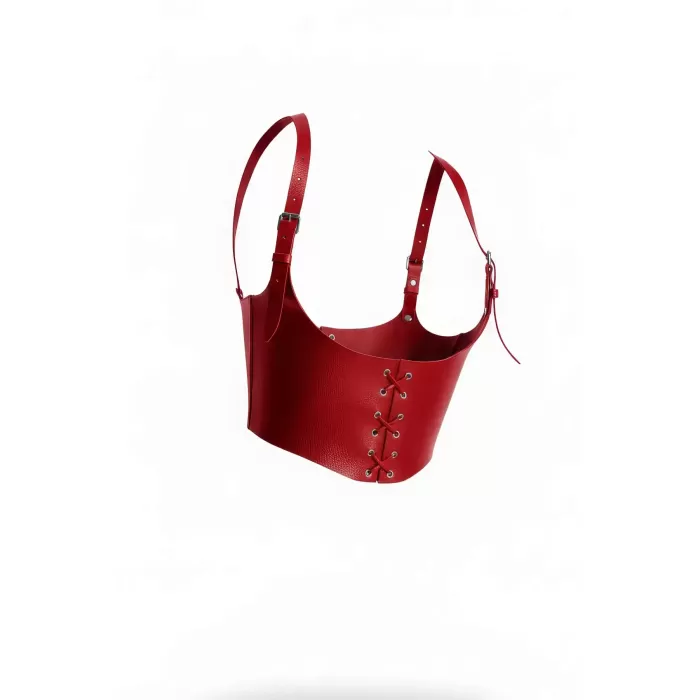 Omuzdan Askılı Kırmızı Korse Kadın Kemer, Kırmızı Kadın Deri Kemer - APFT1428