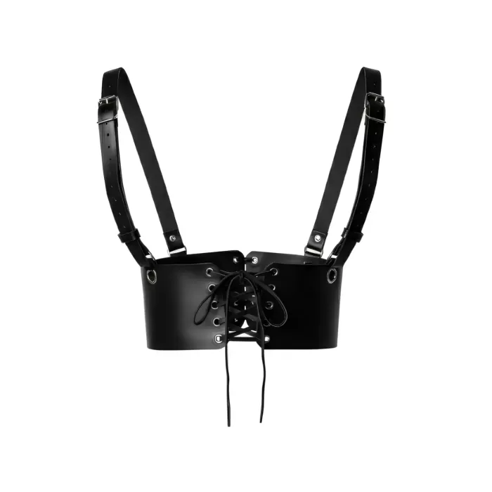 Siyah Deri Kadın Elbise Kemeri, Omuzdan Askılı Elbise Kemeri - APFT1429