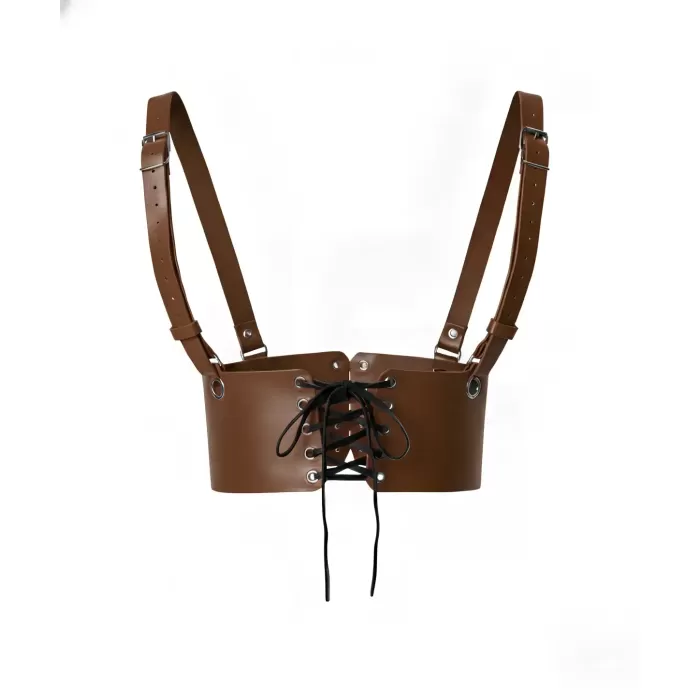 Kahverengi Deri Kadın Elbise Kemeri, Omuzdan Askılı Elbise Kemeri - APFT1429