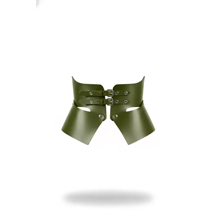 Haki Deri Geniş Kadın Kemeri, Korse Deri Kemer - APFT611