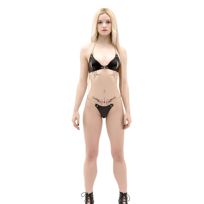 Seksi Deri Sütyen Ve Külot Harness Takım - APFT1424