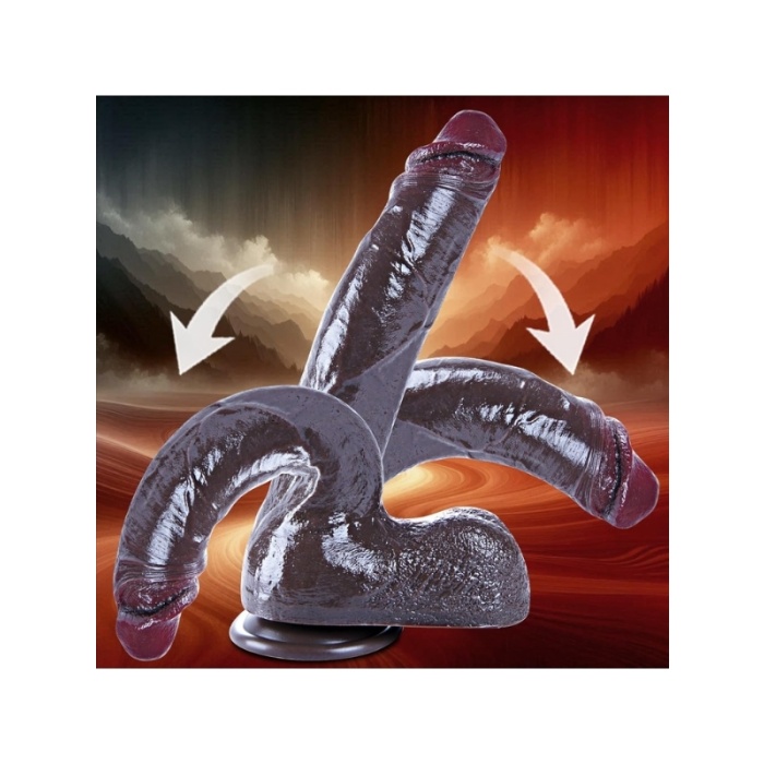 Censan 26 cm Black Giant XXL Gerçekçi Silikon Dildo – Güçlü Vakum Tabanlı, Kalın ve Esnek Tasarım