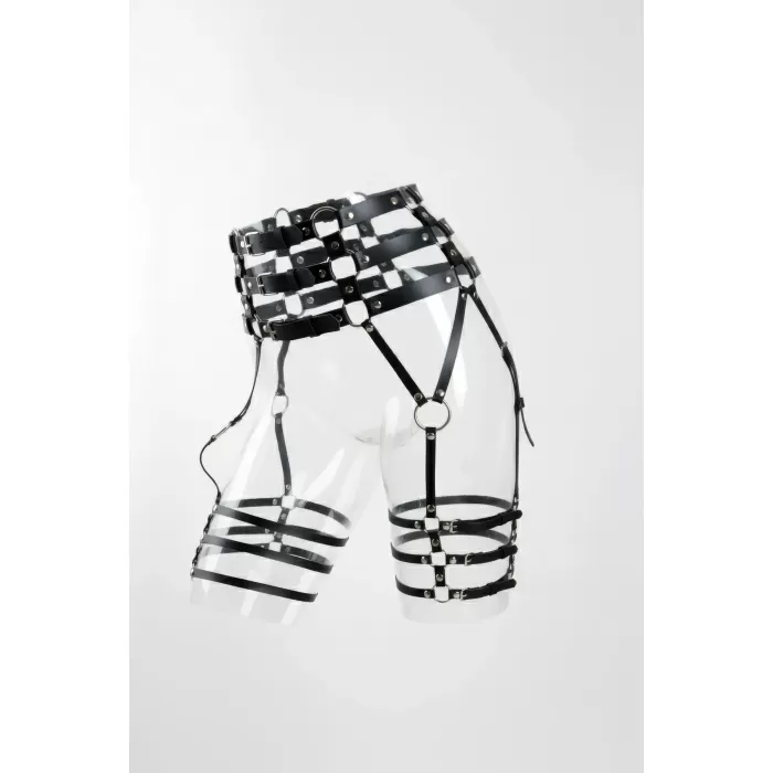 Siyah Jartiyer Harness Yüksek Bel Çoklu Kemerli Metal Tokalı - APFT1051