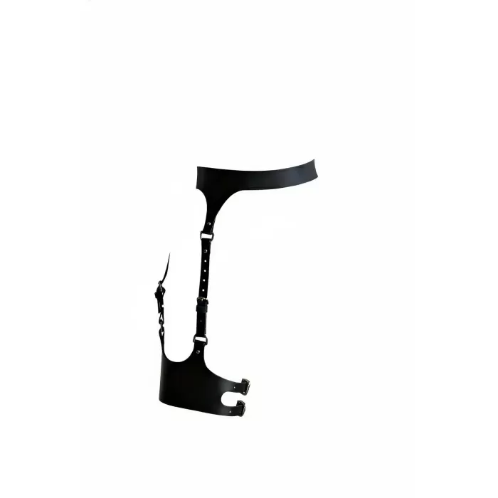 Siyah Jartiyer Harness Deri Tokalı Ayarlanabilir Bacak Aksesuarı - APFT1159